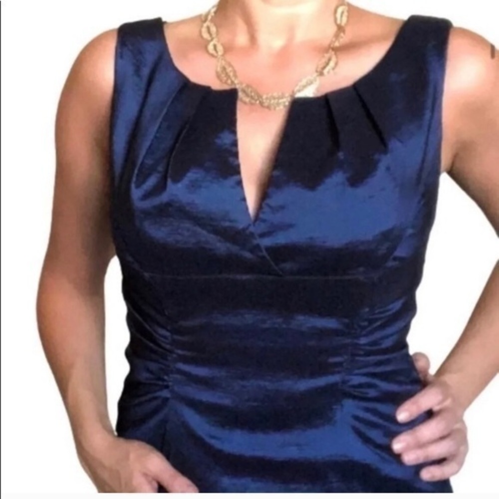 ADRIANA PAPELL SATINY BLUE CLASSIC COCKTAIL PARTY DRESS 4P